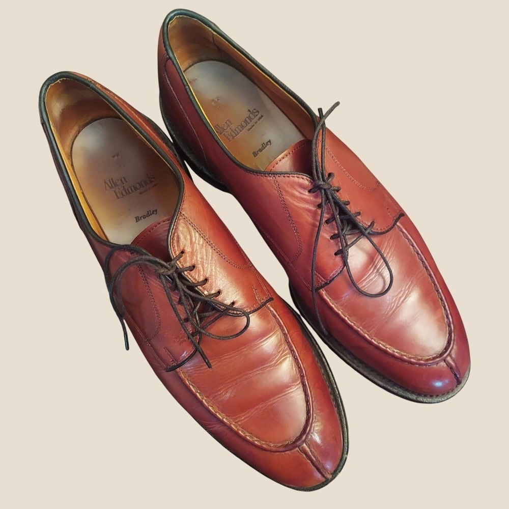 Allen Edmonds Bradley Burnished Leather Split Toe Old Money Oxfords Mens 12 D
